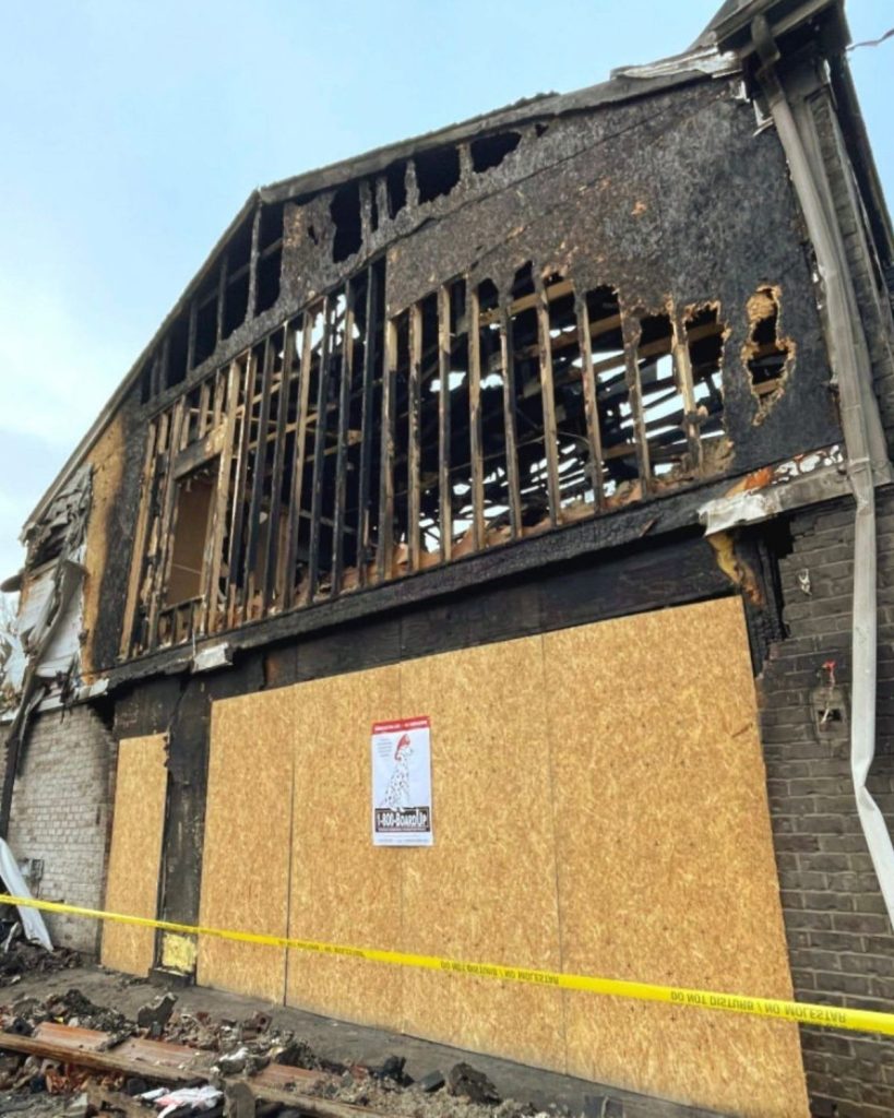 Emergency fire damage house