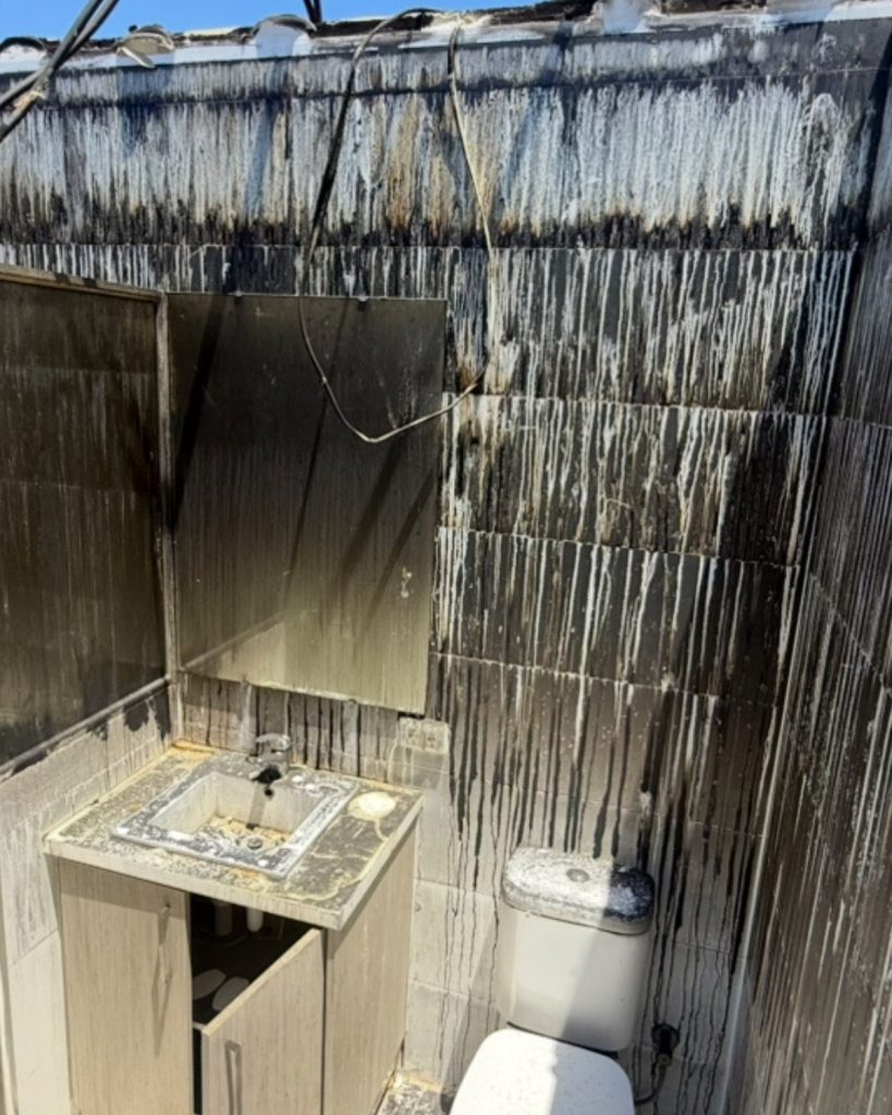 fire damaged bathroom